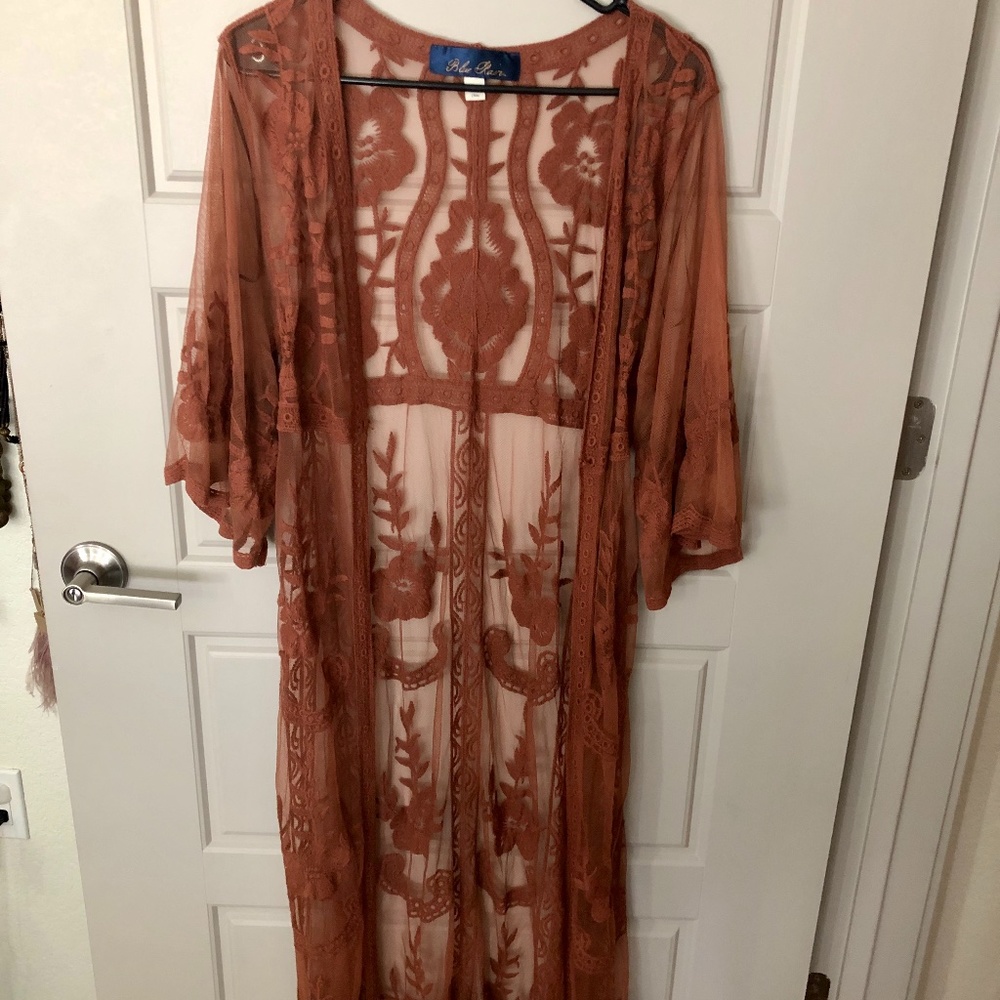 Francescas Burnt Orange Lace Kimono